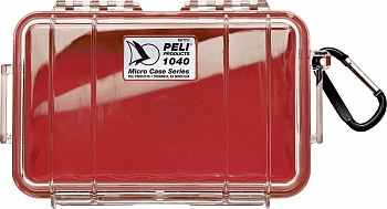 Защитный кейс Peli 1040 прозрачный с красной вставкой