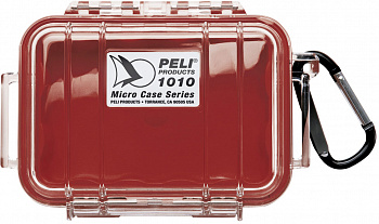 Защитный кейс Peli 1010 прозрачный с красной вставкой